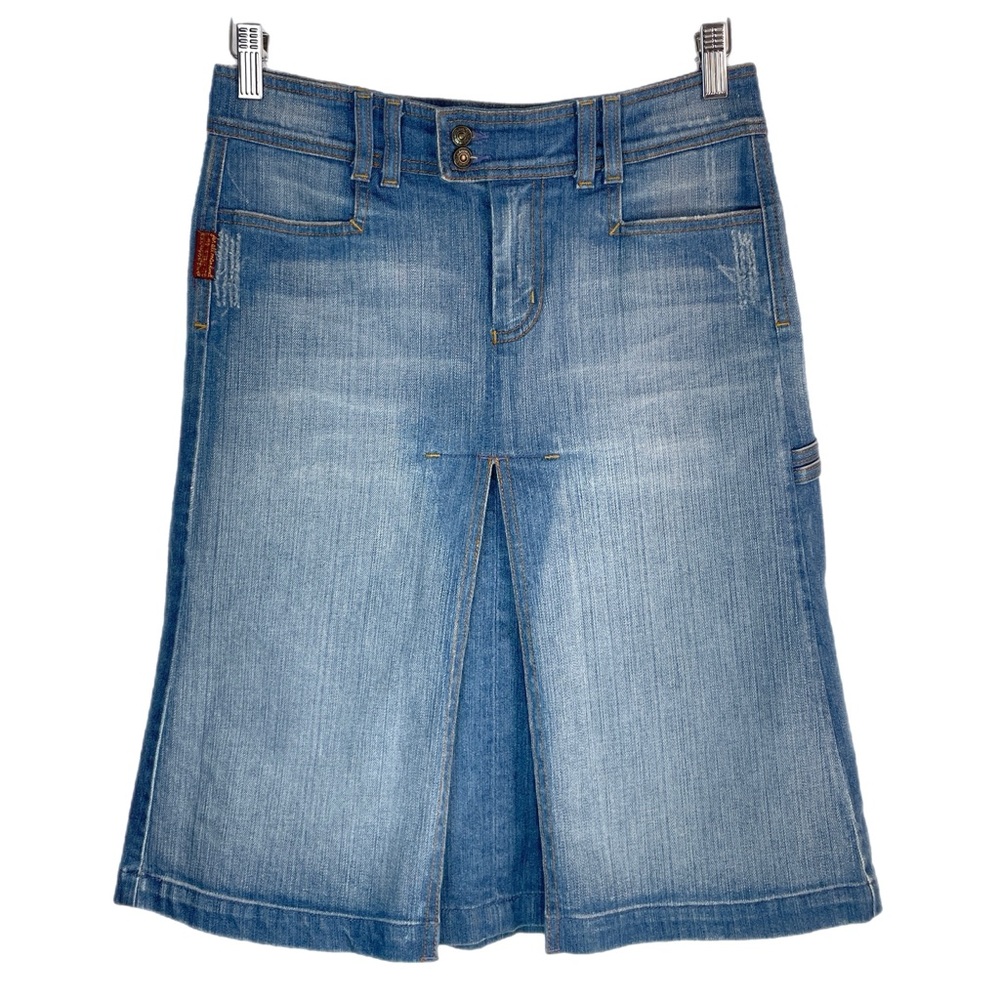 7 For All Mankind Denim Jean Skirt Pleated Y2K Sz 27